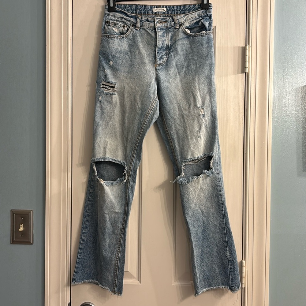 Avec Les Filles Distressed Raw Hem Denim Jeans size 27 Anthropologie